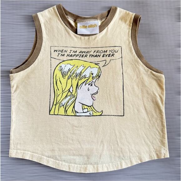Billie Eilish Get Away From Me Ringer Tank Size Large ORGANIC Cotton MErCh - Picture 1 of 7